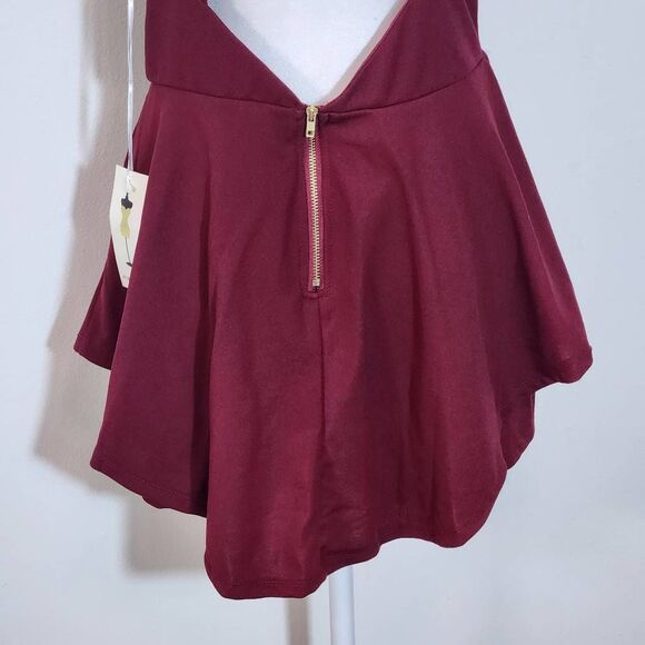 Purple Snow Oxblood Romper NWT Size XL Burgundy Sleeveless Short Romper - Picture 6 of 11